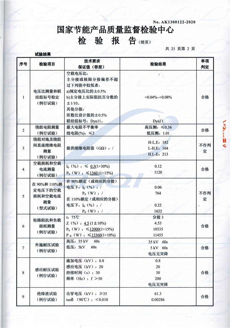 高低压试验报告-S11-1250大渡口大渡口大渡口油浸式变压器-2.jpg